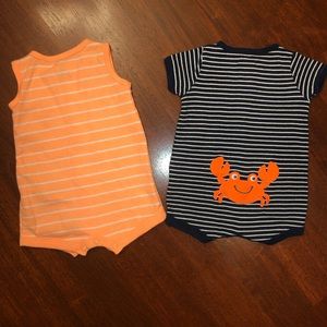 Brand New Carter's Baby Boy Rompers For Summer